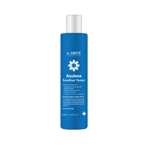 Dr. Sante Azulene Soother Toner (200ml / 500ml) Cooling & redness relief solution, Azulene Soothing Toner. For all skin types. Dr. Sante Azulene Soother Toner Ingredients Matricaria Flower Extract (66%), Glycerin, Glyceryl Stearate SE, Green Tea Extract, Corn Mint Leaf Extract (Jirisan Bark Extract 50,000 ppm), Polyglyceryl-10 Laurate, 1,2-Hexanediol, Apple Extract, Licorice Root Extract, Tea Tree Leaf Extract, Bottle Gourd Leaf Extract, Aloe Vera Leaf Extract, Sorbitol Extract, Purslane Extract, Indian Gooseberry Leaf Extract, Indian Lotus Flower Extract, Hibiscus Sabdariffa Flower Extract, Eggplant Fruit Extract, Aloe Vera Flower Extract, Holy Basil Leaf Extract, Ulmus Davidiana Root Extract, Chamomile Extract, Trehalose, Glycyrrhiza Glabra (Licorice) Root Extract, Panthenol, Ceramide NP, Sodium Hyaluronate, Arginine, Hydrolyzed Hyaluronic Acid, Sodium Hyaluronate Crosspolymer, Hydrolyzed Glycosaminoglycans, Collagen, Potassium Hyaluronate, Hydrolyzed Sodium Hyaluronate, Decyl Glucoside, Decyl Glucoside Side, Jojoba Seed Oil, Orange Peel Oil