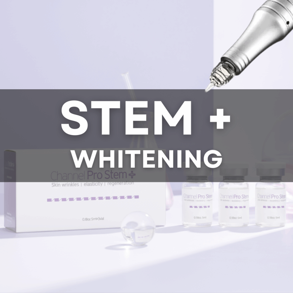 Channel Pro Stem + Pro whitening protocol for melasma care, hyperpigmentation and sunspots, age spots, uneven skin tone. Best results with best microchanneling device, channel pro and the best exosome, stem plus which is triple exosome formula