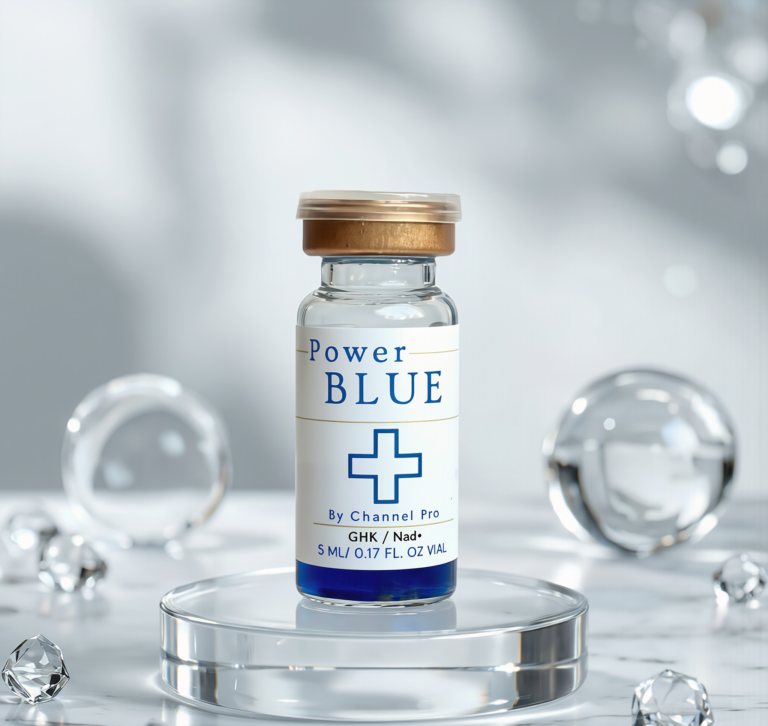 channel pro power blue ghk / nad+ serum. microchanneling ampoule , microneedling serum, skin booster